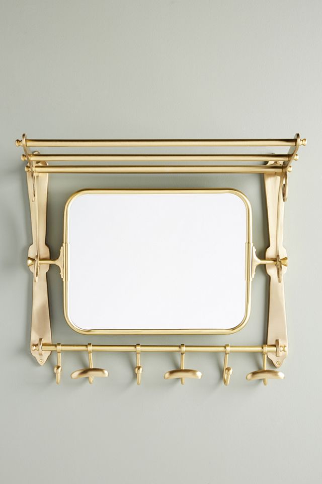 Wall-Mounted Hanging Rack With Mirror #1