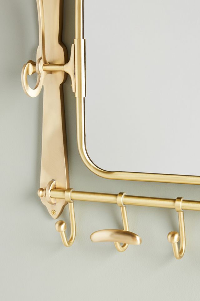 Wall-Mounted Hanging Rack With Mirror #3