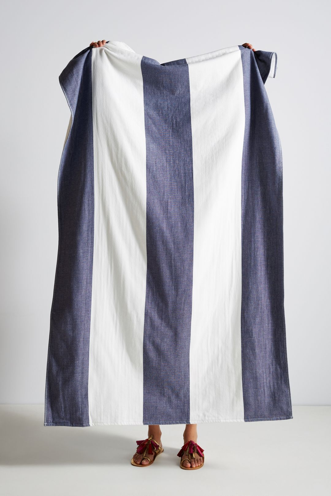 Kassatex Block Striped Beach Towel - Indigo/White, Beach Towel