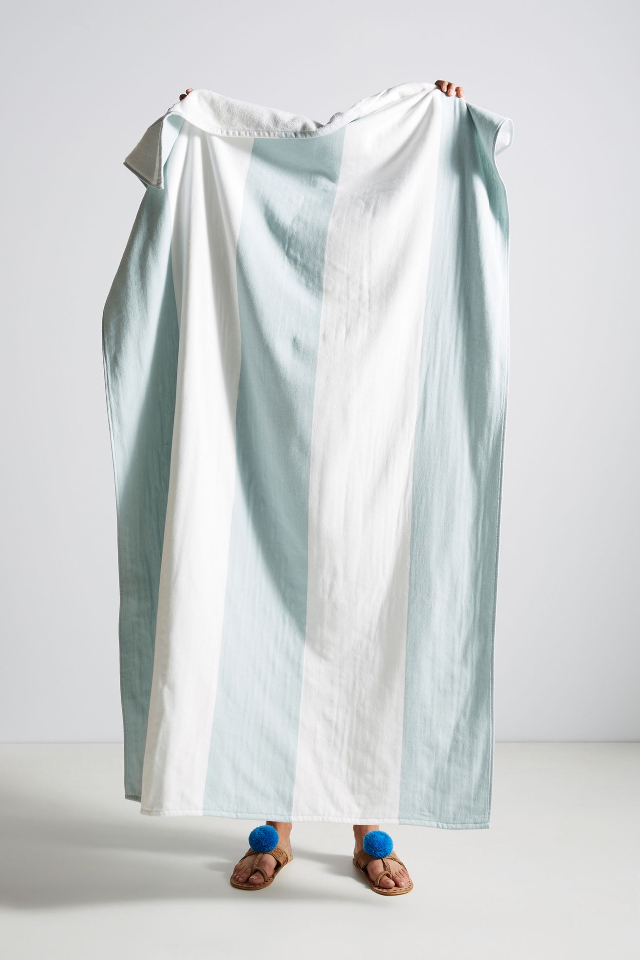 Kassatex Block Striped Beach Towel - Seaglass/White, Beach Towel