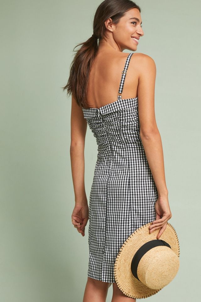 ruched gingham dress