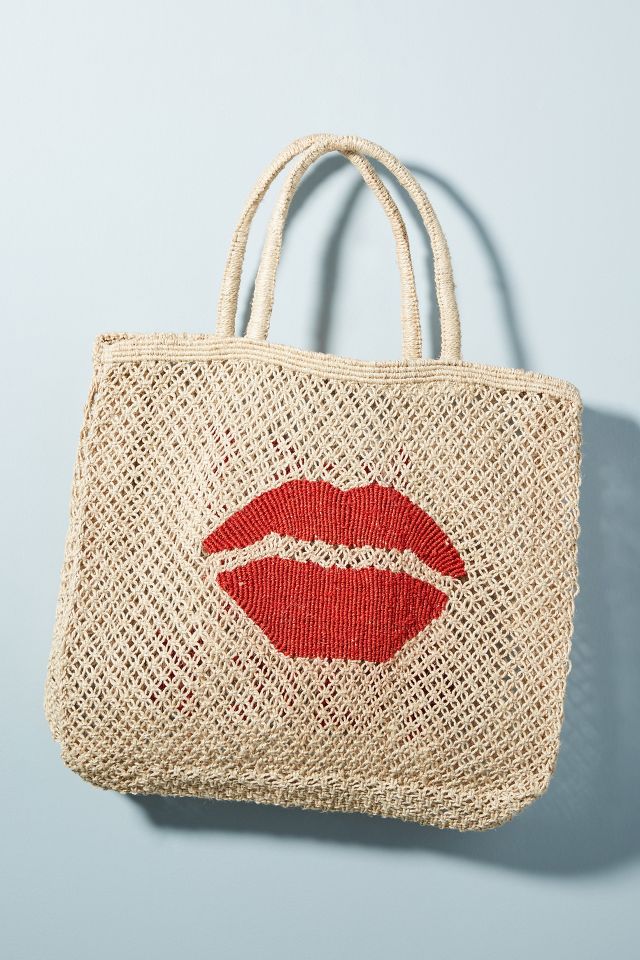 Kiss Me Quick Straw Tote Bag