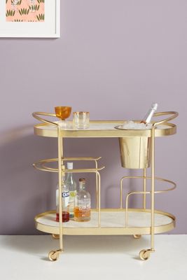 Marble-Top Brass Bar Cart