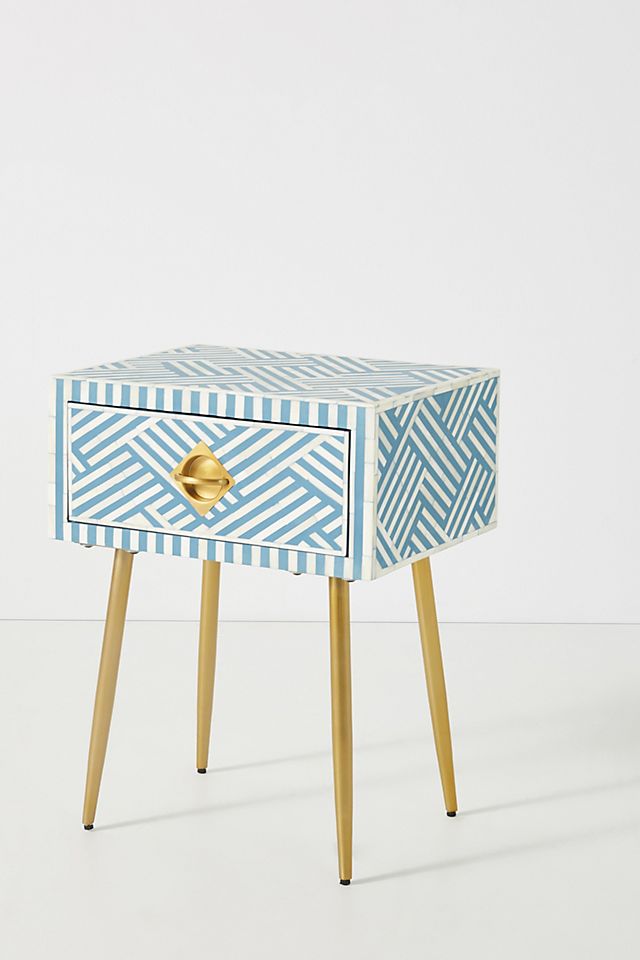 Optical Inlay Bedside Table, Anthropologie Optical Inlay Dresser