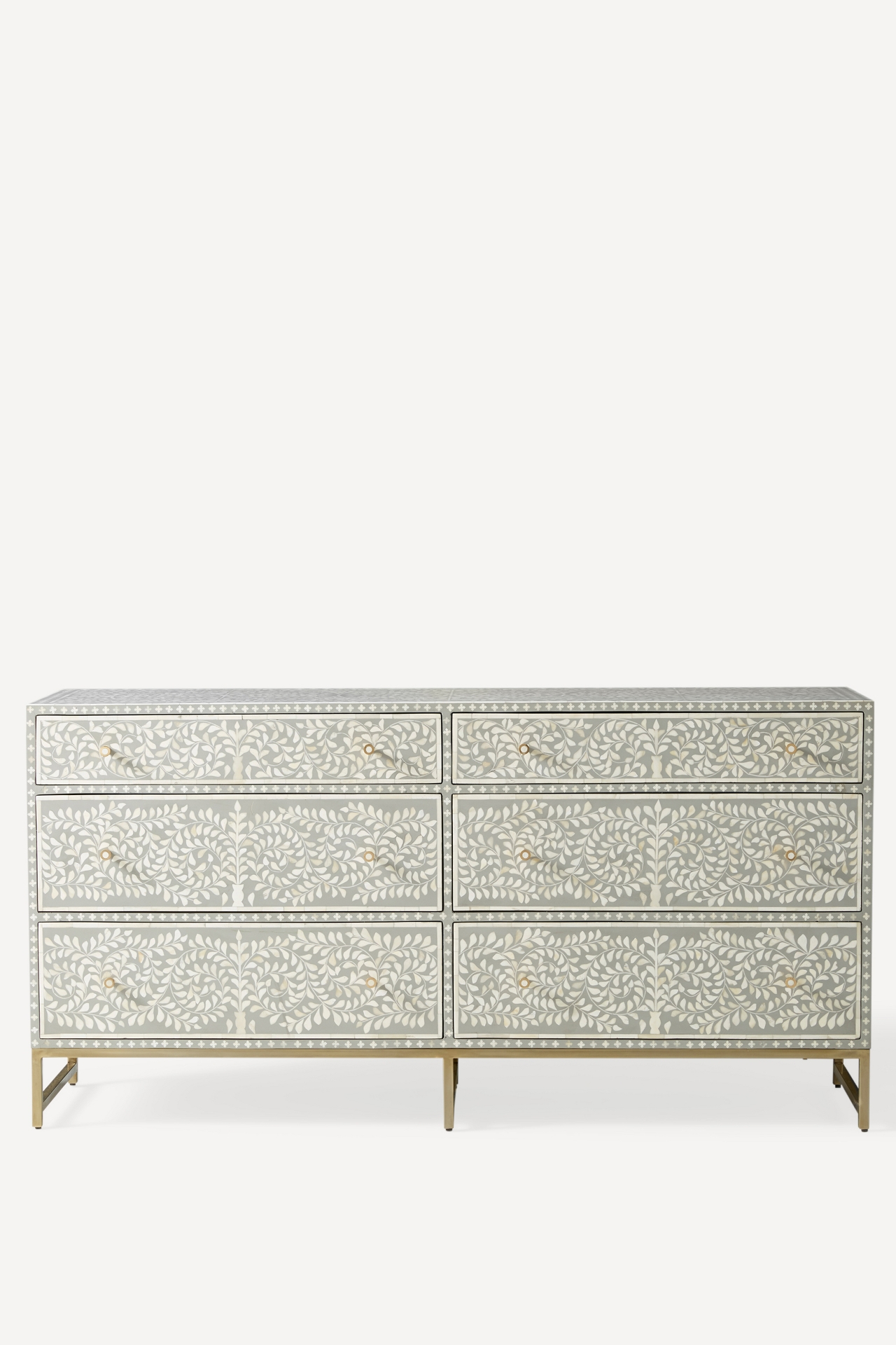 Scroll Vine Inlay Six-Drawer Dresser