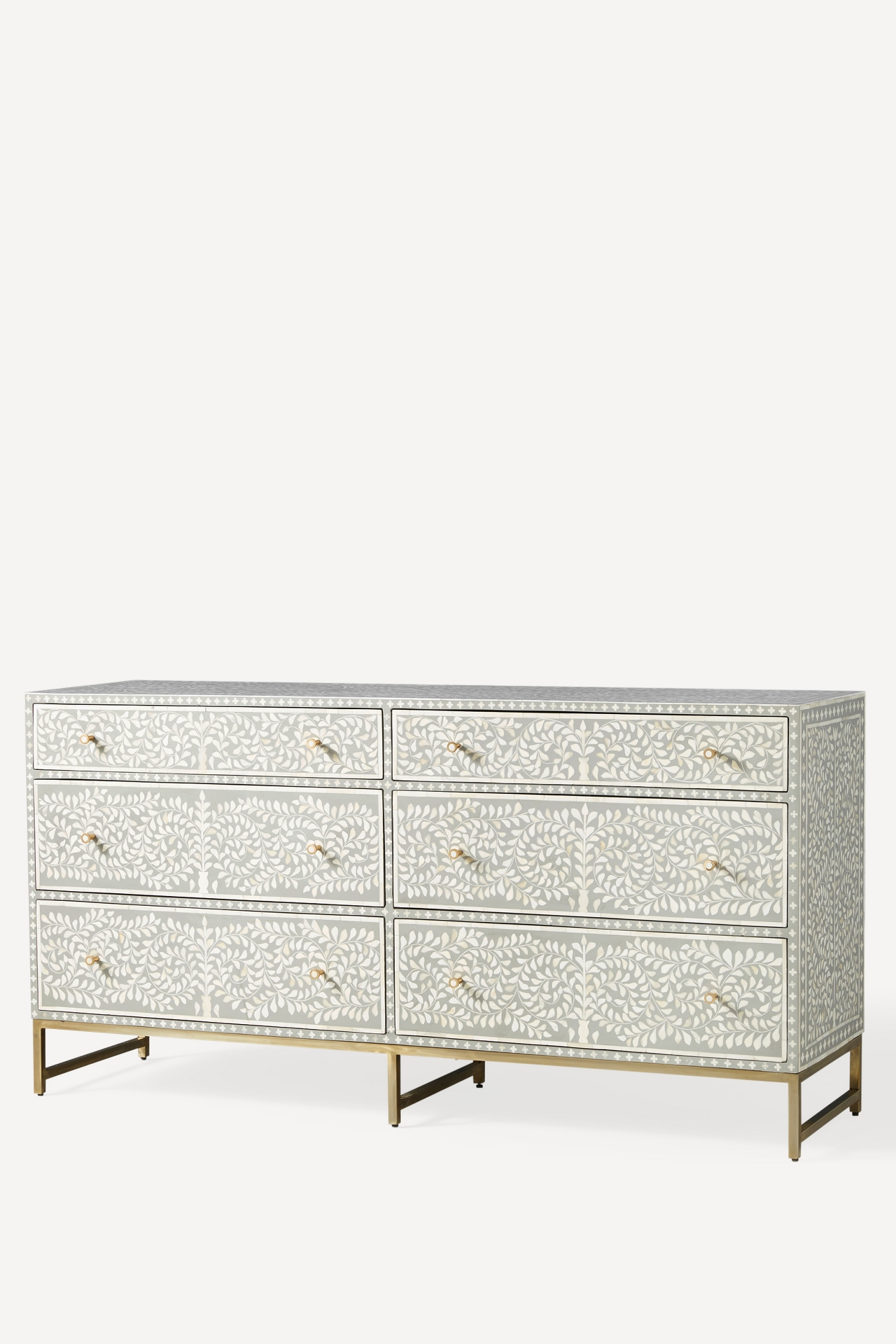 Scroll Vine Inlay Six-Drawer Dresser