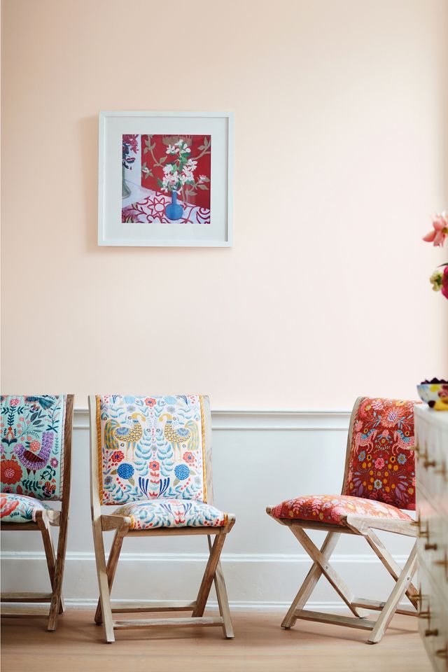 Jimena Terai Embroidered Cotton Upholstered Rosewood Folding Chair Anthropologie UK
