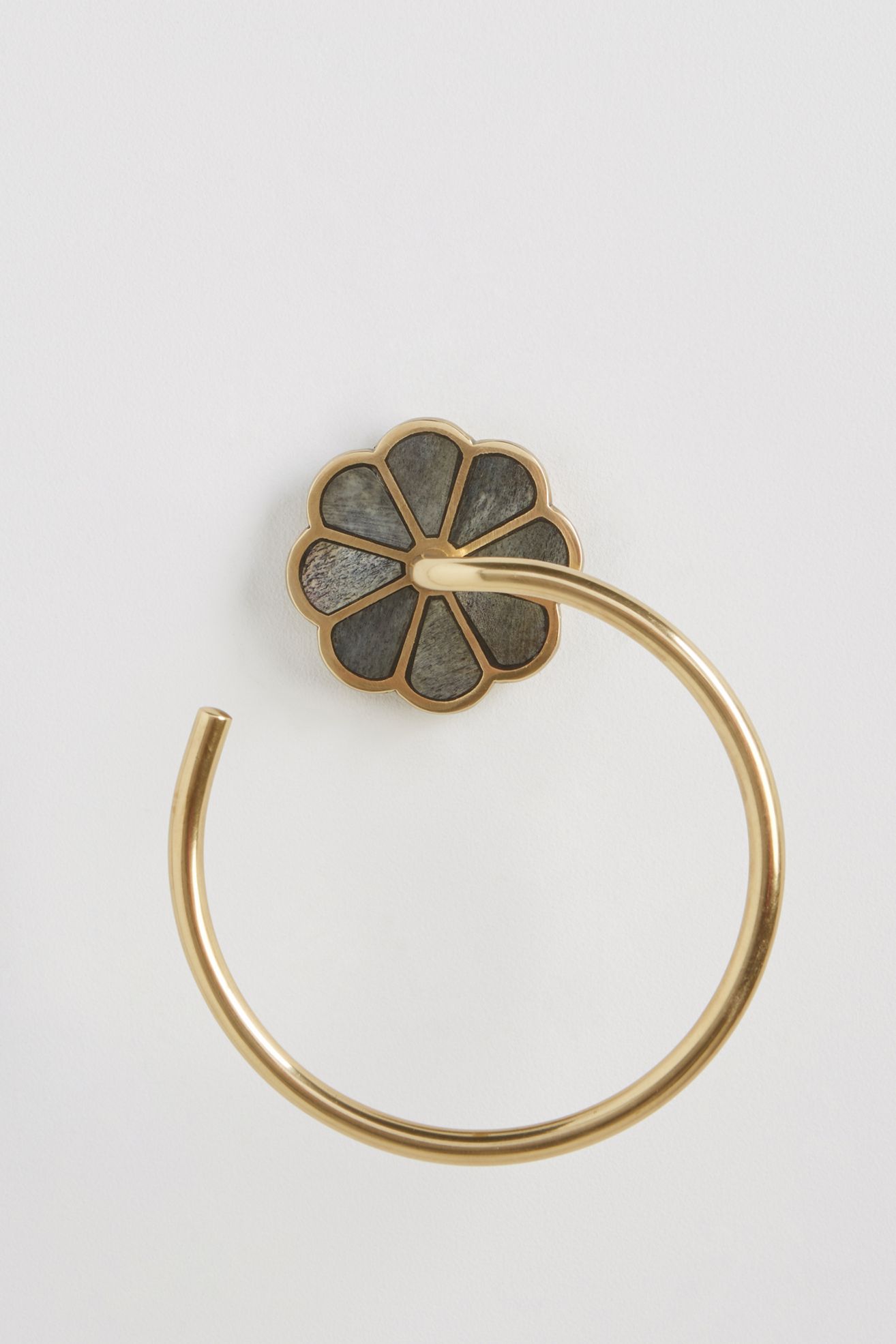 Botanist Towel Ring - Gray/Brass, One Size