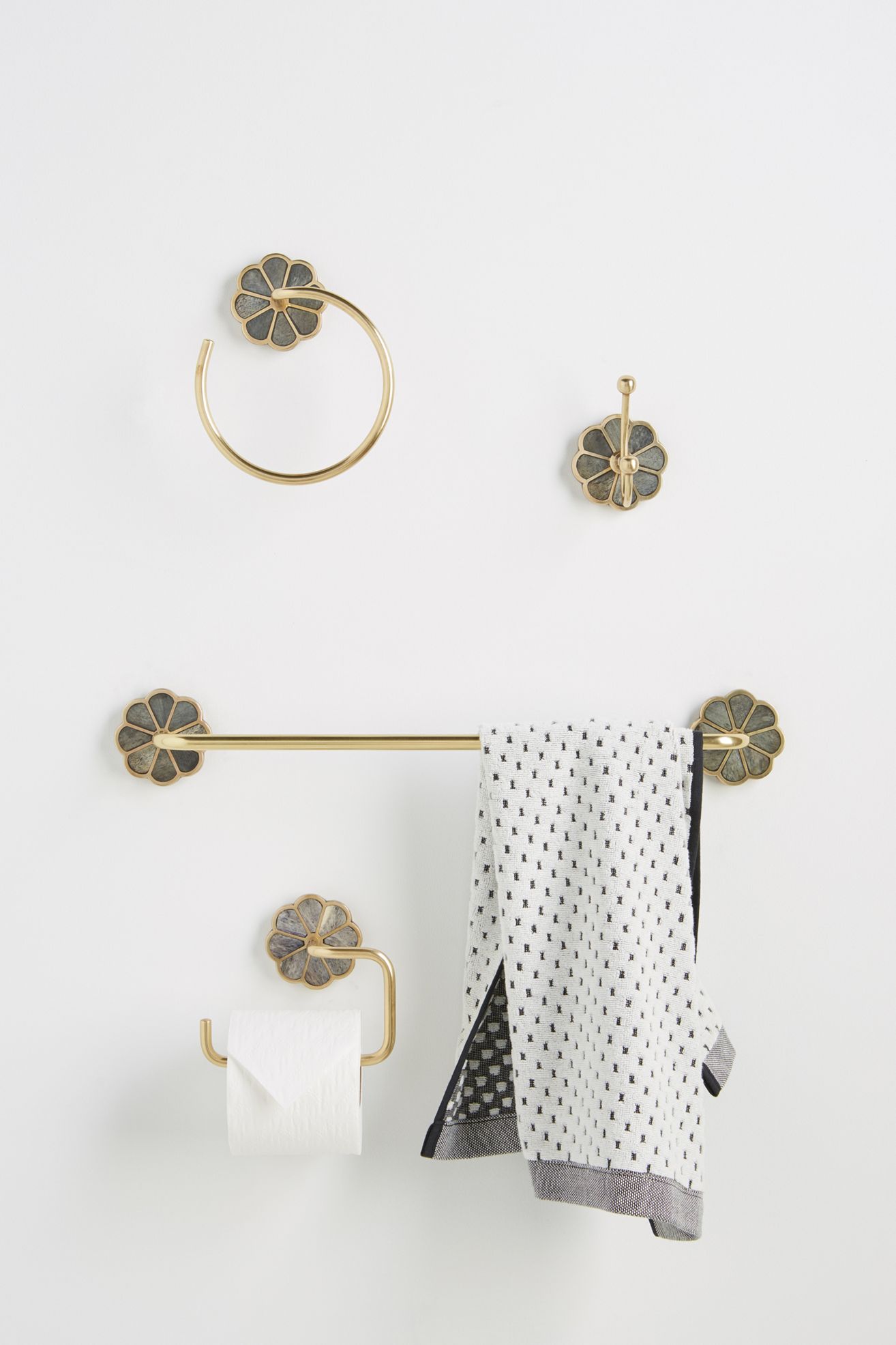 Botanist Towel Bar - Grey/Brass, One Size