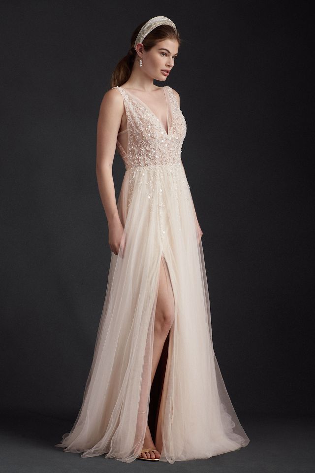 BHLDN Written in the Stars Beaded Tulle Open Back Wedding Ballgown