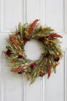 Terrain Flax And Safflower Bouquet Wreath