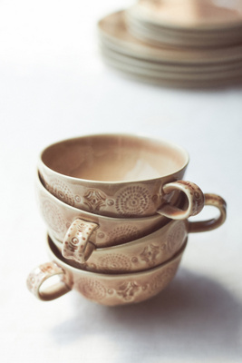 Anthropologie Old Havana Mugs, Set Of 4 In Pink