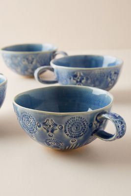 Old Havana Mugs, Set of 4, Iris Blue