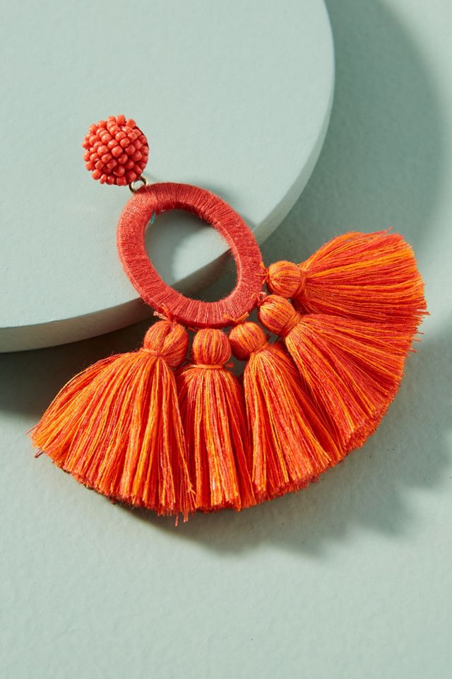 Hula Skirt Tasseled Drop Earrings #1