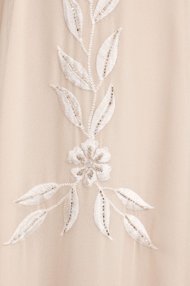 BHLDN Belize Embroidered A-Line Long-Sleeve V-Neck Gown