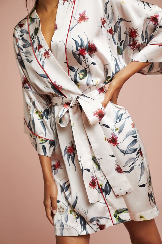 Piped Silk Robe | Anthropologie