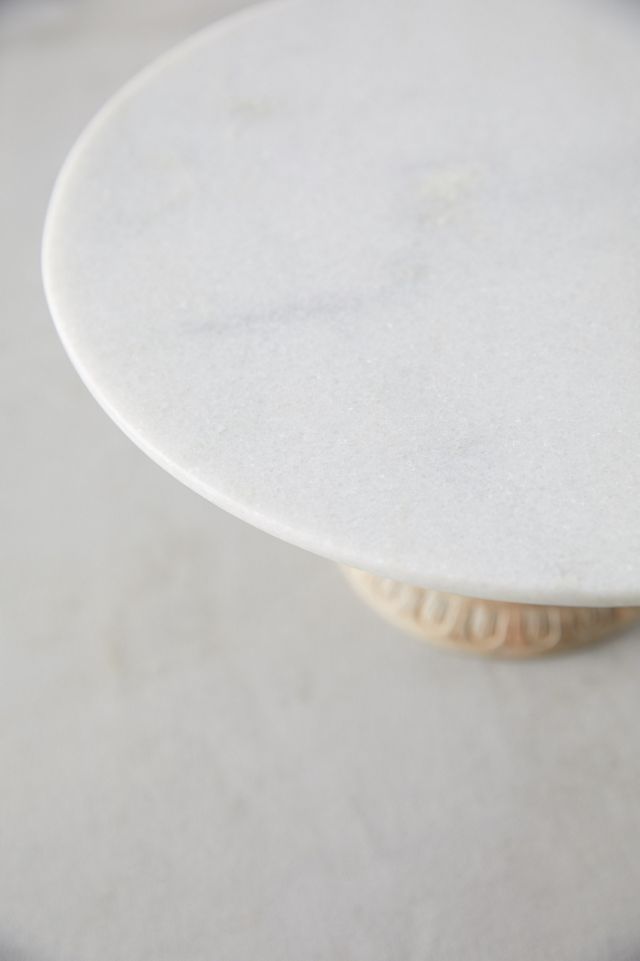 Marble and Wood Carved Serving Stand #5