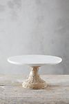 Marble and Wood Carved Serving Stand