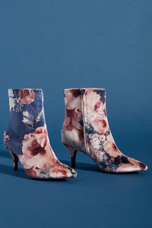Farylrobin Floral Velvet Booties #1