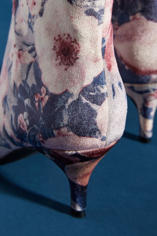 Farylrobin Floral Velvet Booties #3