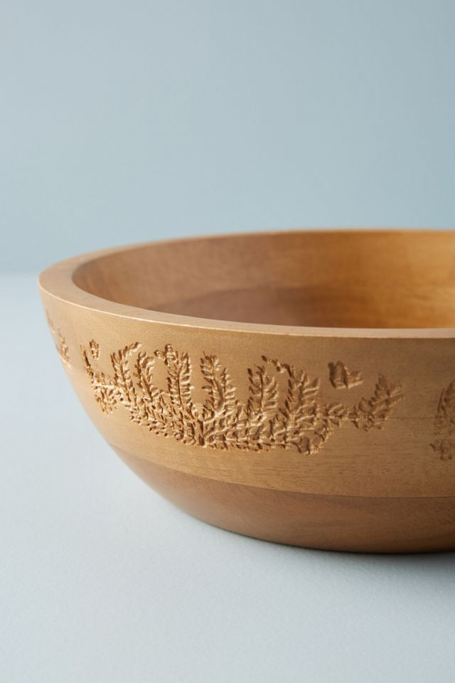 Etched Wood Serving Bowl #1