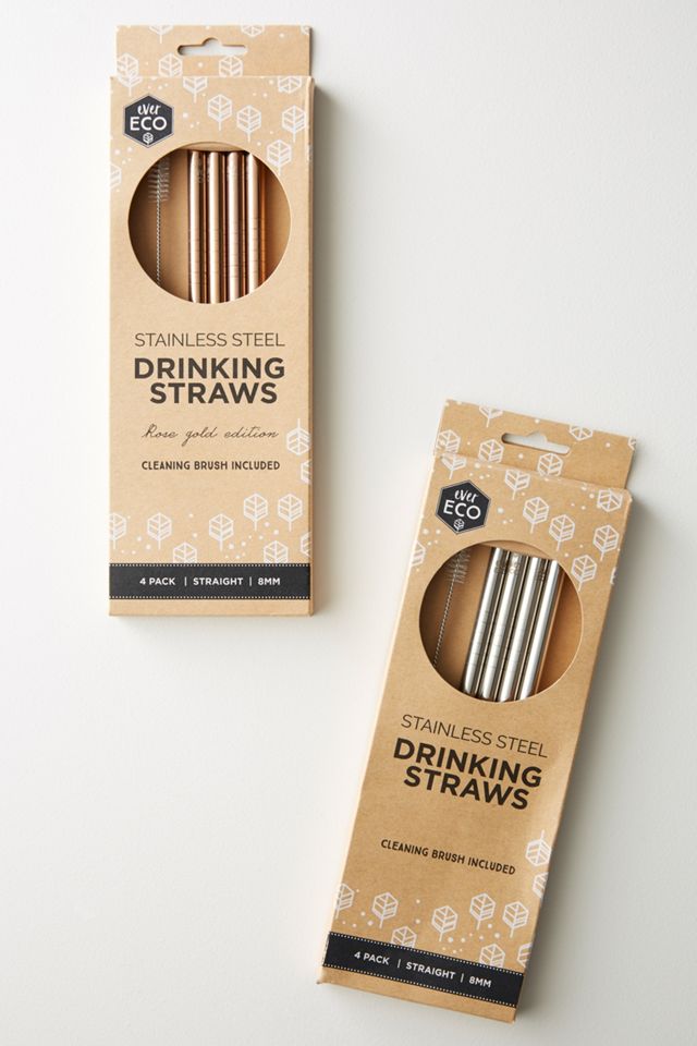 Ever Eco 4-Pack Rose Gold Straws #1