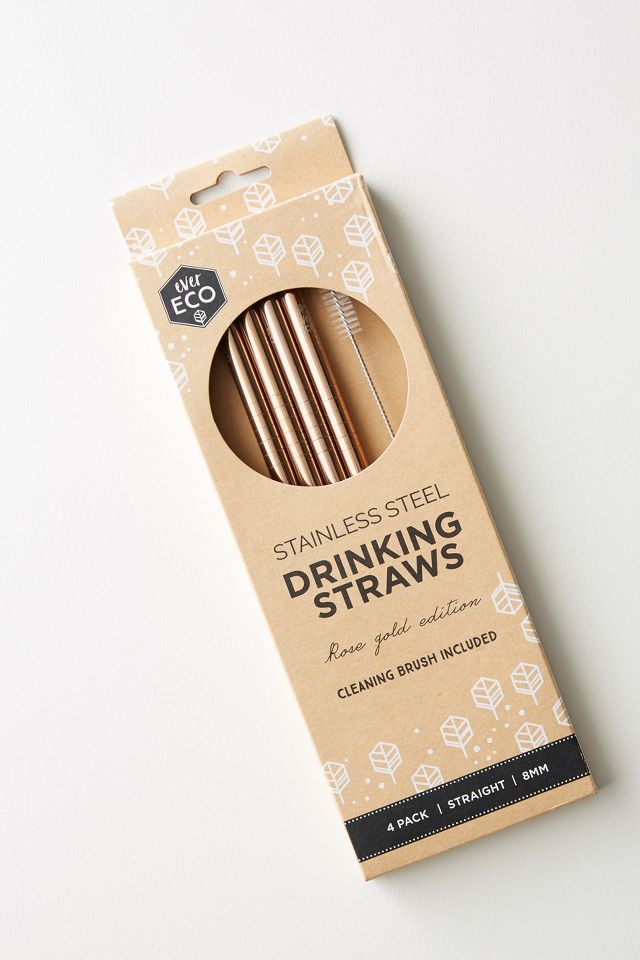 Ever Eco 4-Pack Rose Gold Straws | Anthropologie