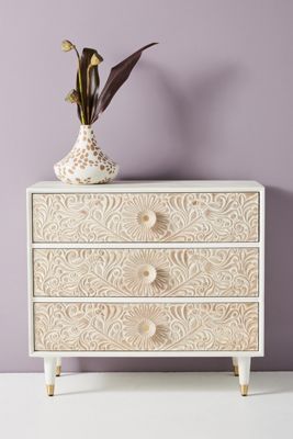 Handcarved Gulliver Three-Drawer Dresser