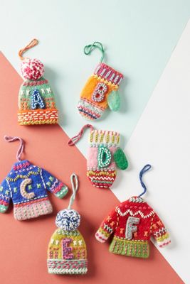 Bundled-Up Monogram Ornament