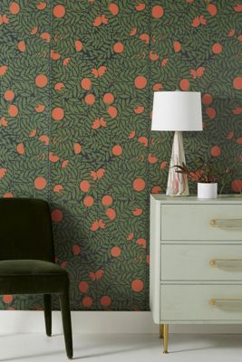 Mitchell Black Orange Grove Floral Peel-and-Stick Wallpaper