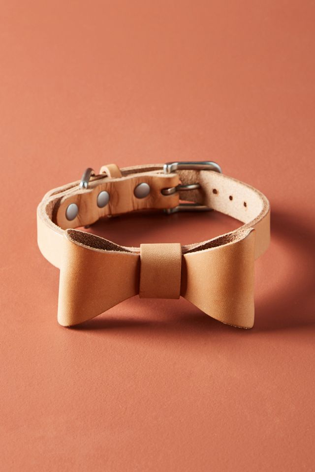 Leather Bow Tie Dog Collar #1