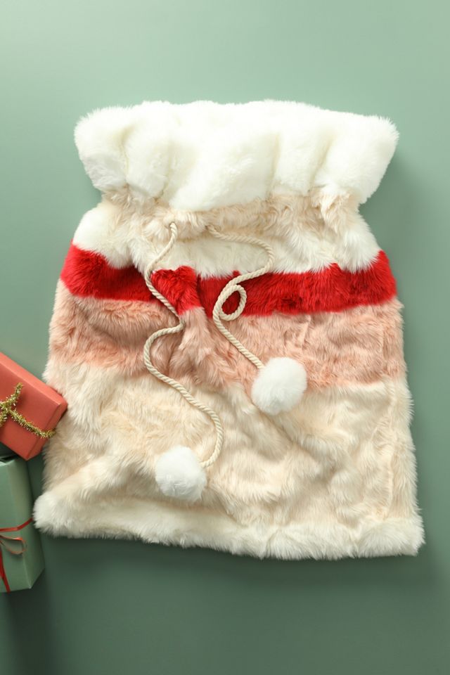 Striped Faux Fur Santa Bag #2