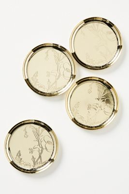 Etched Botanical Coasters, Set of 4