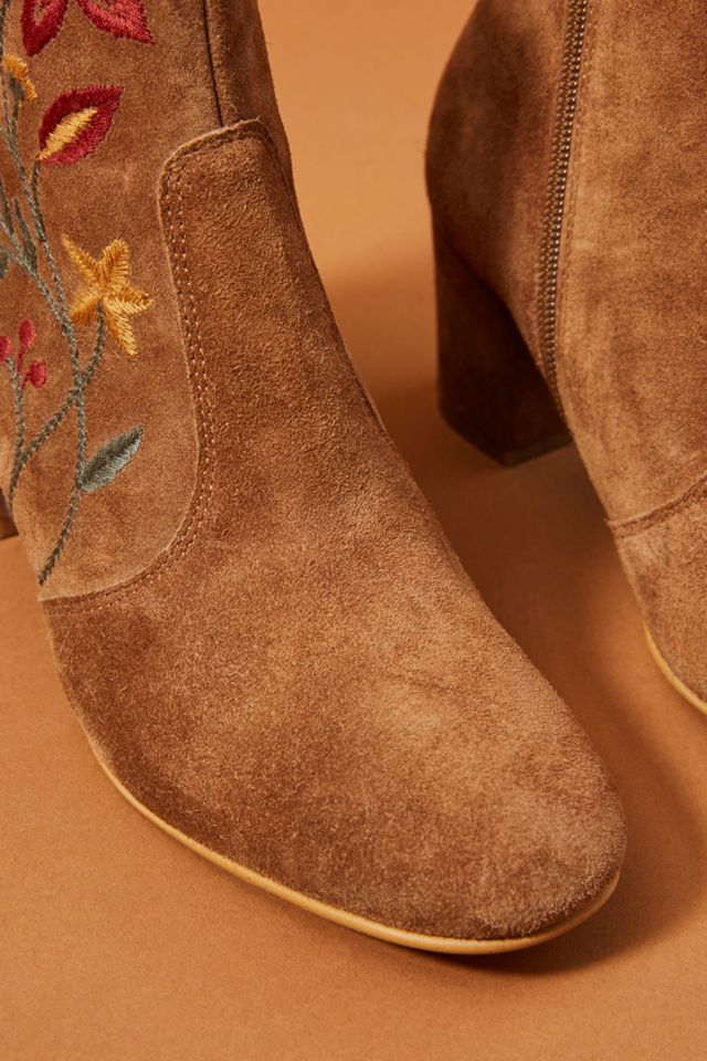 Anthropologie Floral Embroidered Booties #2