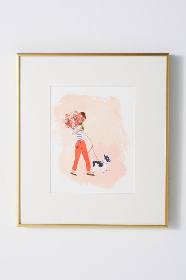 Woman With Dog Wall Art #1