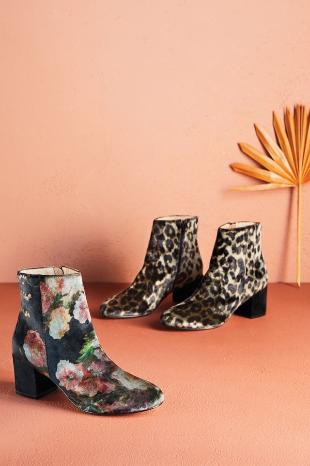 Anthropologie Printed Velvet Ankle Boots #4