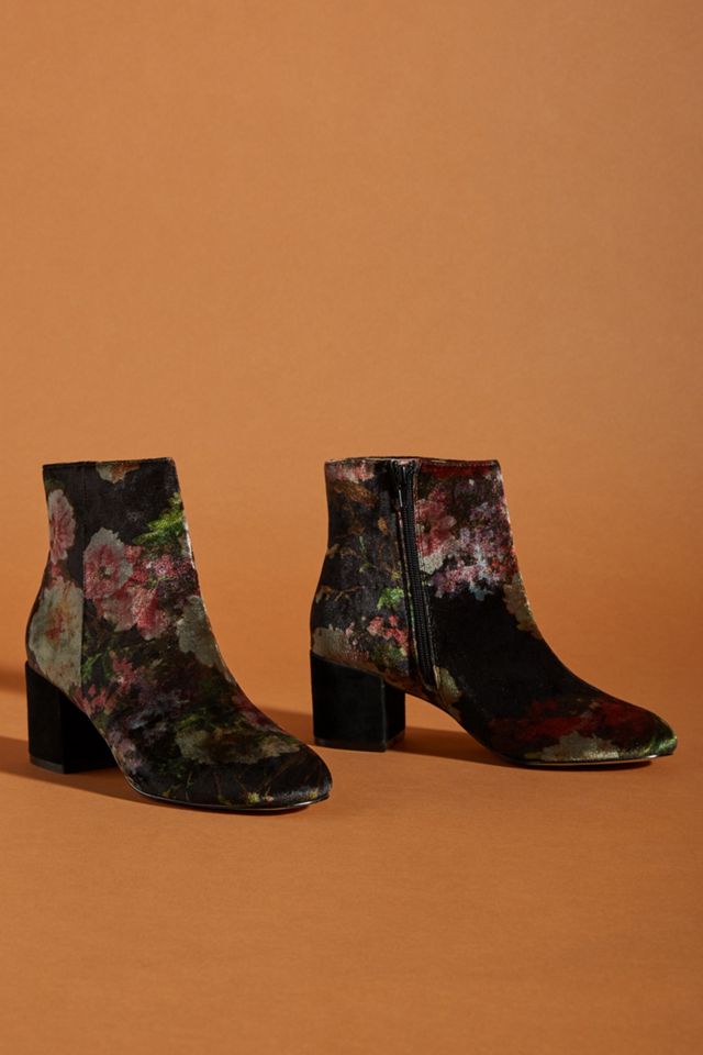 Anthropologie Printed Velvet Ankle Boots #1