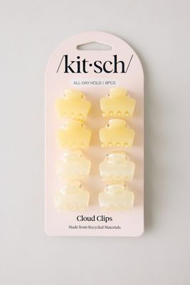 Kitsch Gelbe Mini-Wolken-Haarklammern, 8er-Set