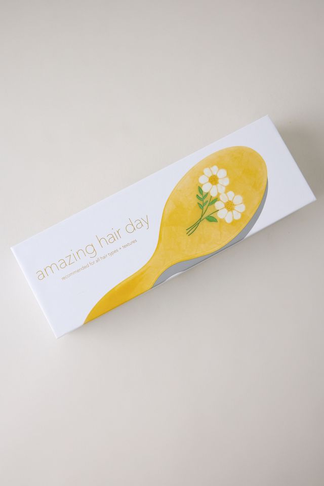 Brosse à cheveux marguerite peinte à la main en acétate Solar Eclipse #2