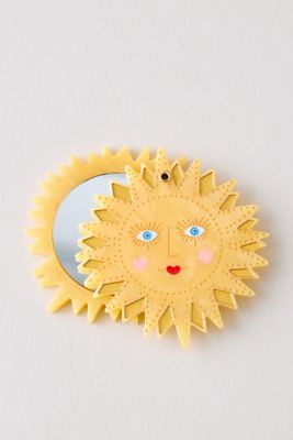 Specchio Compatto Celeste con Sole Dipinto a Mano Solar Eclipse
