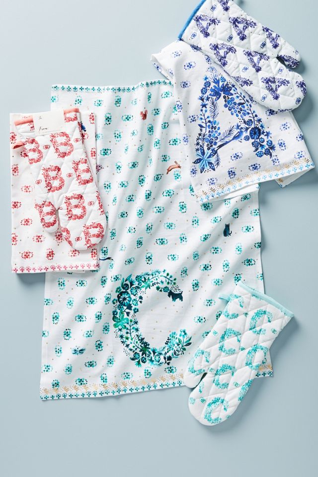 Monogram Dish Towel + Oven Mitt Set #1