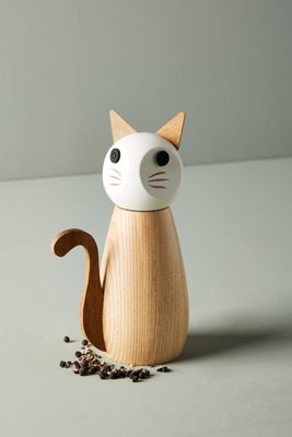 Wooden Cat Spice Grinder