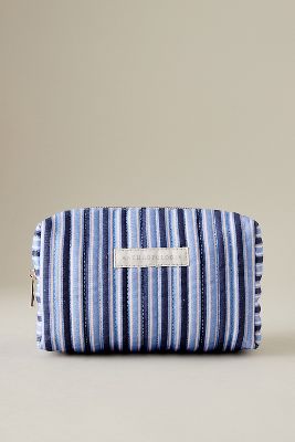 Shop By Anthropologie Stripe Quilted Makeup Bag In Blue