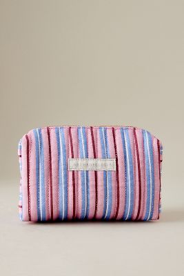 Shop By Anthropologie Stripe Quilted Makeup Bag In Pink