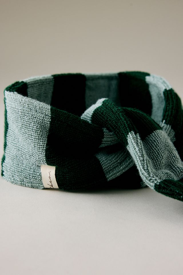 TBCo Green Stripe Terry Cotton Hair Tie #1