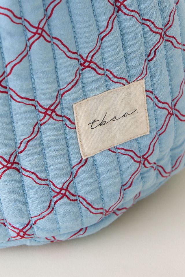 Trousse de toilette en coton à motif treillis bleu TBCo #3