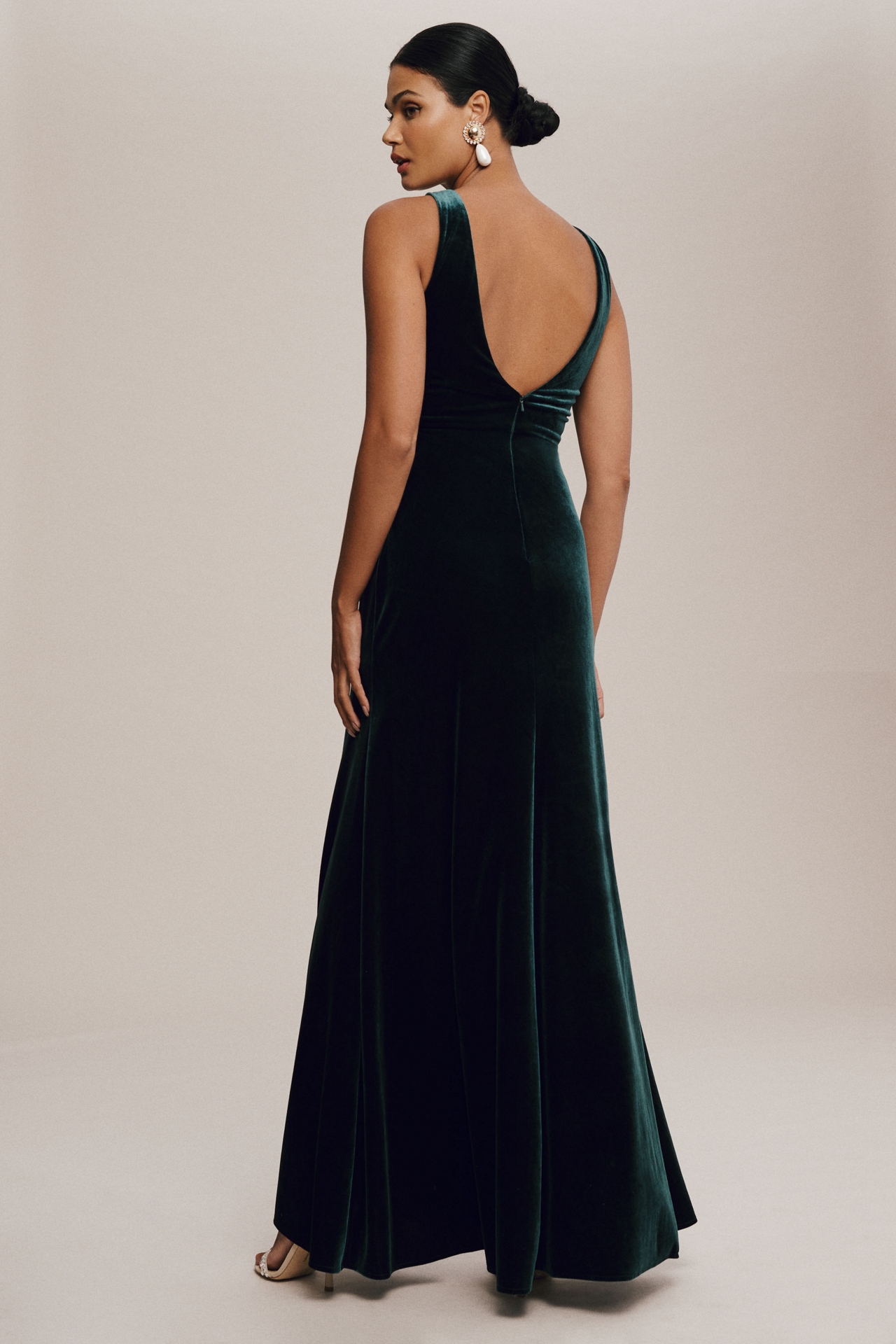 Jenny Yoo Logan Deep-V Velvet Column Gown