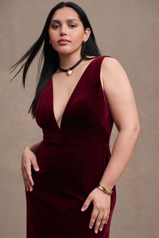 Jenny Yoo Logan Deep-V Velvet Column Gown #4