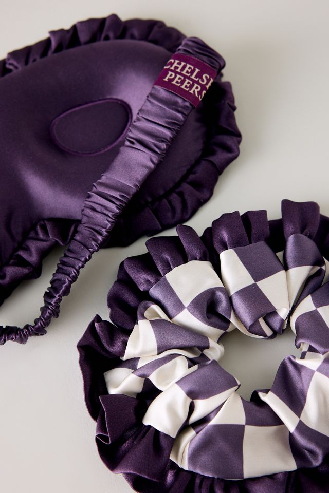 Chelsea Peers Set Regalo Maschera da Notte e Scrunchie in Pura Seta a Scacchiera #1