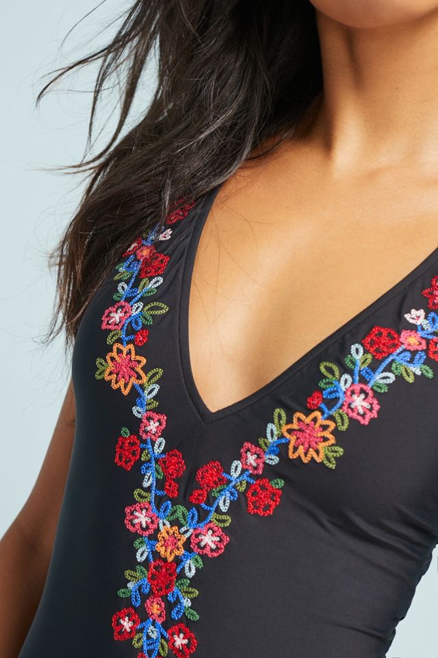 Anthropologie Embroidered One-Piece Swimsuit #2